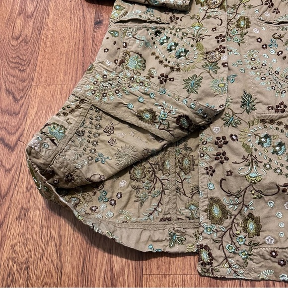 Johnny Was Green Floral Embroidered Unlined Bohemian Long Sleeve Jacket Medium - Picture 6 of 10
